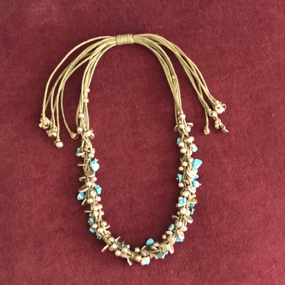 Adjustable turquoise and metal necklace - Picture 1 of 8